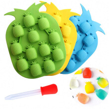 Matri de bomboane de ciocolata cu ananas 3pcs cu un picator de ananas silicon cu cuburi de ghem
