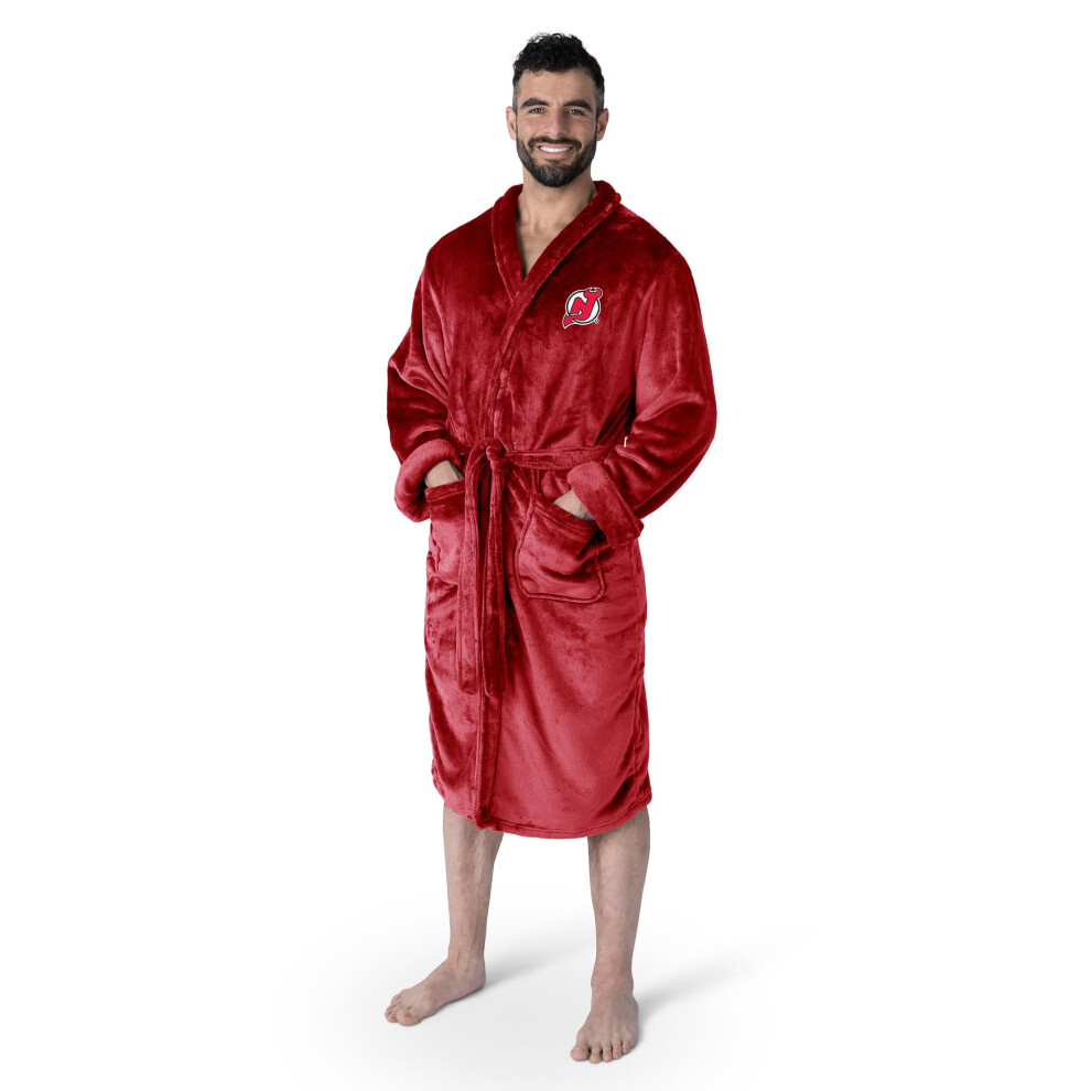 Peignoir de bain unisexe en soie pour adulte, couleur de l'   quipe, taille L/XL, de la LNH du Nord-Ouest, Devils du New Jersey