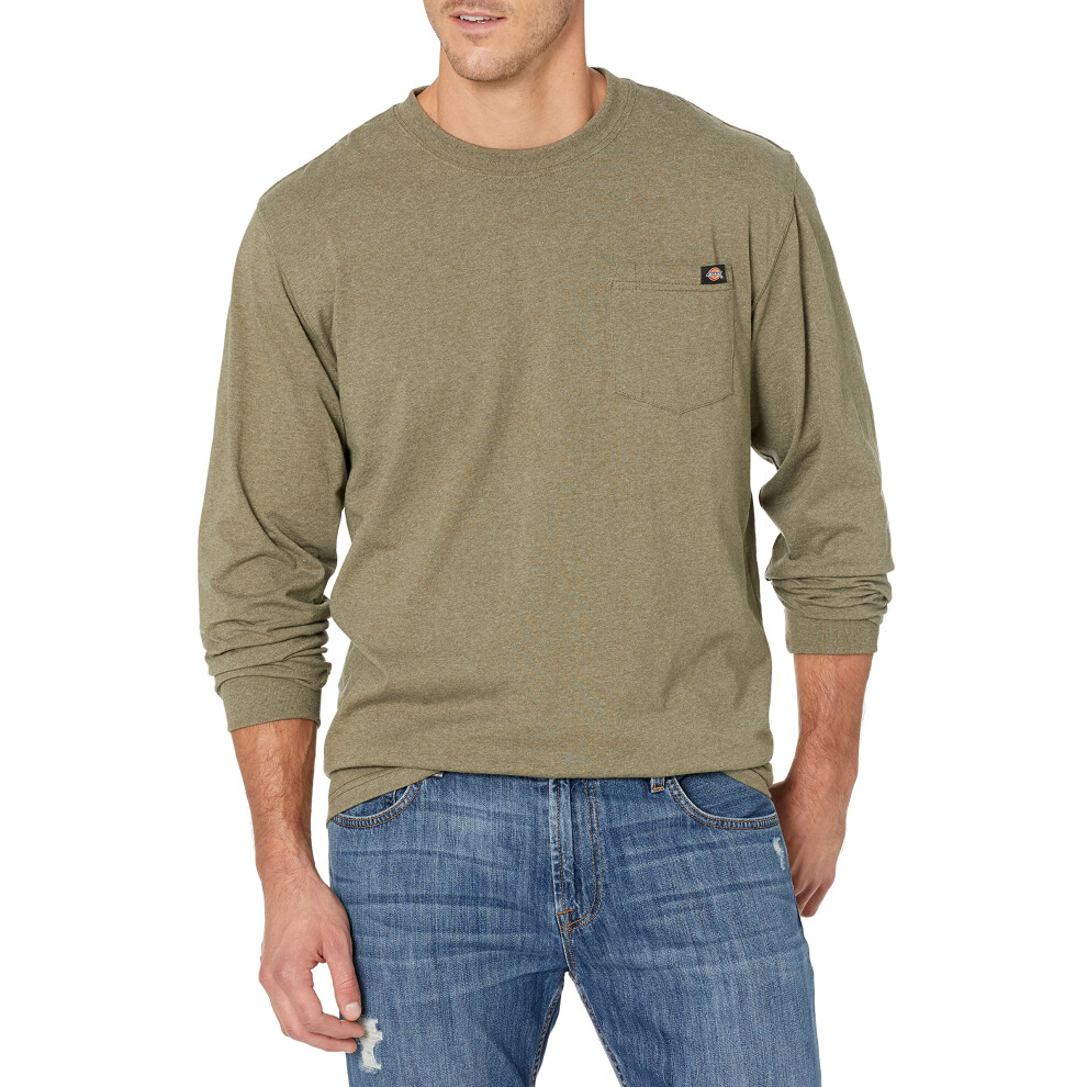 Dickies mens Long Sleeve Heavyweight Crew Neck Big and Tall Work Utility T Shirt  Military Green Single Dye Heather  3X-Large US