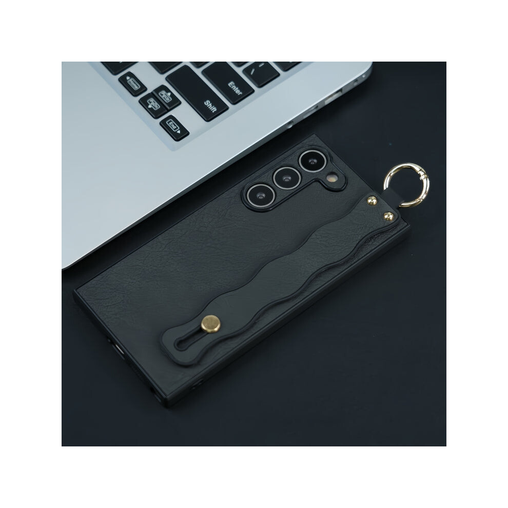 Photos - Case  Wavy Wristband Bracket TPU Phone , For Samsung Galaxy S23 Ultra 5G, For Samsung Gala(Black, For Samsung Galaxy S23+ 5G)