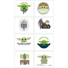 Die Mandalorianer Die Kindertattoos - 2" x 1,75" (8 Stk) | Bunte Design-Tattoos - Perfekt für Kinderpartys