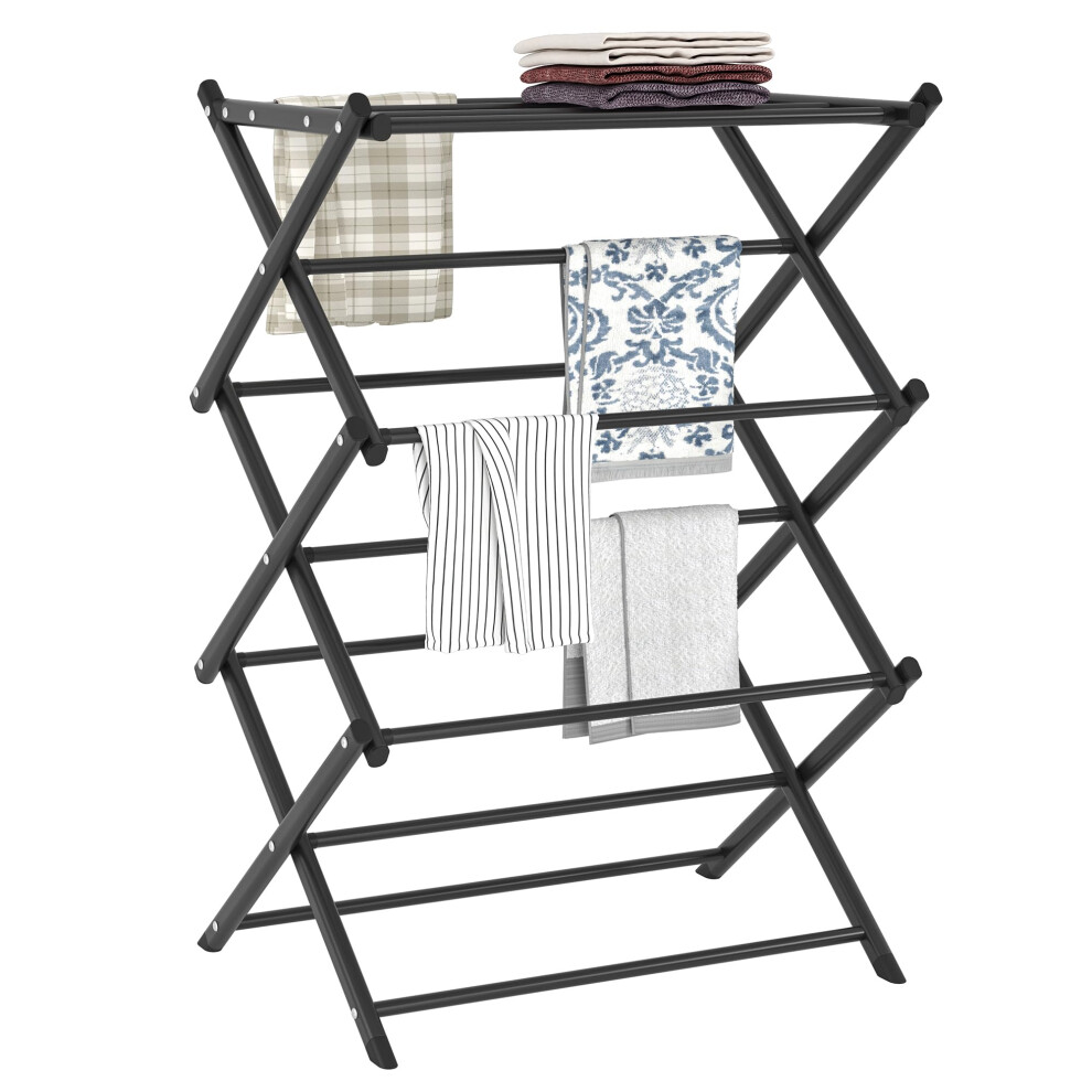 Fkuo Household Indoor Folding Clothes Drying Rack Dry Laundry And Hang Clothes Towel Rack (Black) Black