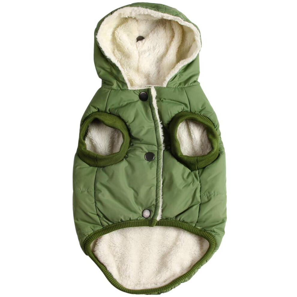 Vecomfy Green Fleece Lining Extra Warm Dog Hoodie In Winter Small Dog Jacket Puppy Coats With Hooded Xs