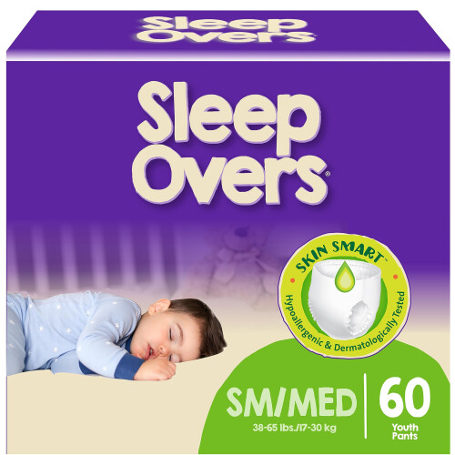 SleepOvers από Cuties, Παιδικά Εσώρουχα για Υγρά Κρεβάτια, Μικρό/Μεσαίο 38-65 lbs, 60 Τεμάχια