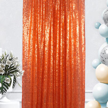 AMZLOKAE Paillet Baggrund Gardin 2FTx7FT Orange Paillet Gardin til Windows Shimmer Gardin Panel Fotografi Baggrund Baby Shower Gardin Glitter Gar