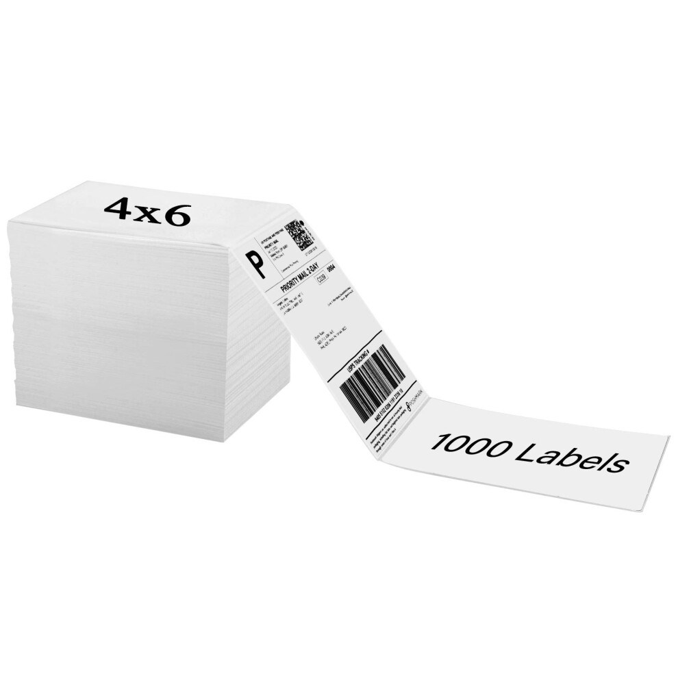 OausTect 4x6 verzendlabel 1000 fanfoldlabels voor Rollo Zebra Direct Thermal Printer met perforaties