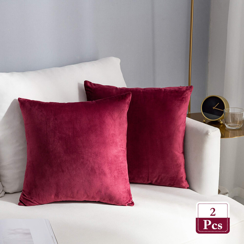 Stellhome Lot de 2 housses de coussin d   coratives de No   l en velours carr   es et douces pour lit, canap   , banc, 55 x 55 cm