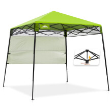 EAGLE PEAK 8x8 Pop Up Canopy Tent with Sidewall Compact Portable Slant Leg Instant Sun Shelter for Beach Sports Camping 8