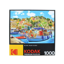 RoseArt - Kodak Premium - Symi met boten in de haven Griekenland - Legpuzzel van 1000 stukjes voor volwassenen