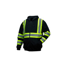 Pyramex Safety RSZH34 Series Enhanced Synlighet Svart sweatshirt ANSI Type 0 Klass 1 med reflekterande kontrastband 2x stor -RSZH3411x2