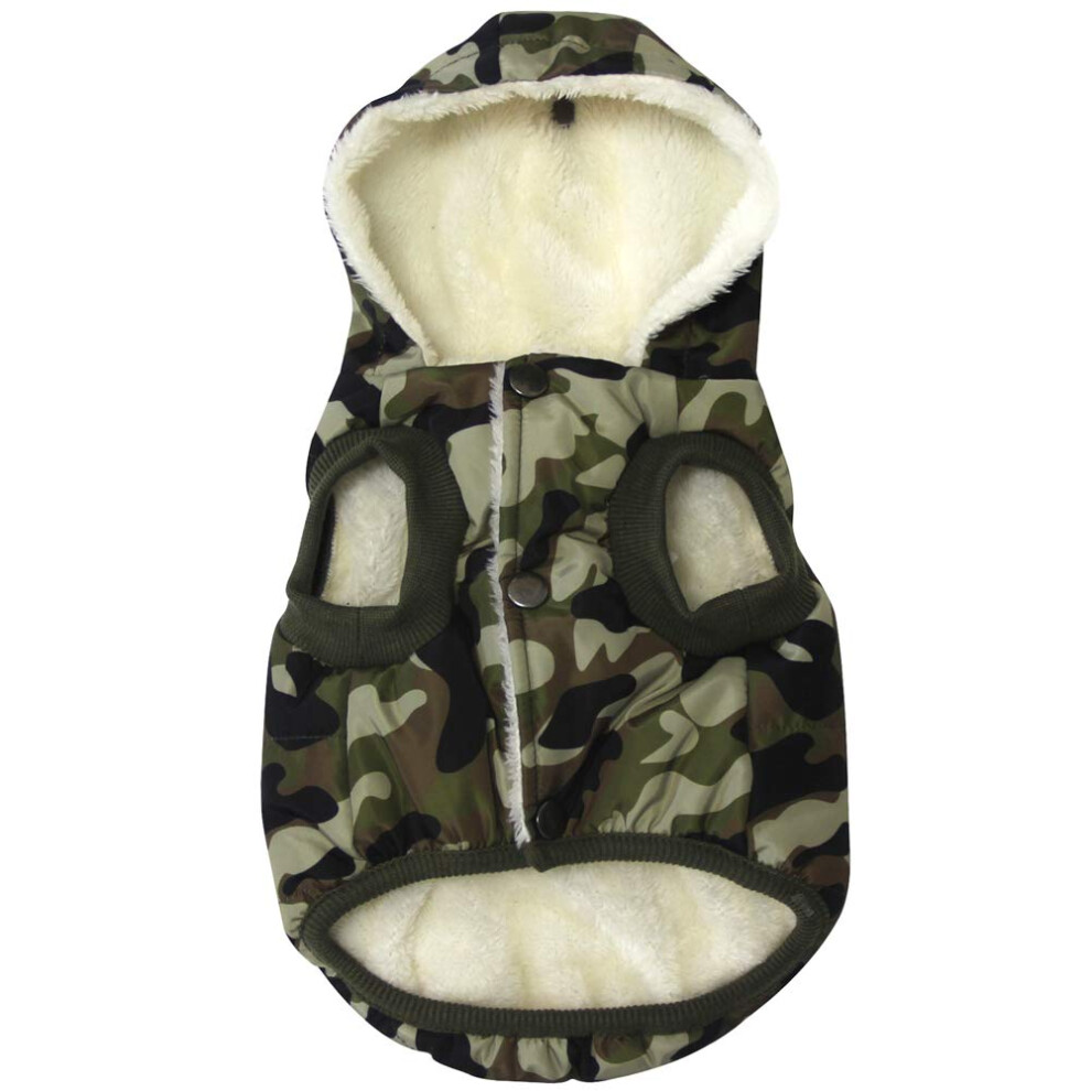 Vecomfy Fleecov Podvka Extra Tepl Mikina Pro Psy V Zime Pro Mal Psy Bunda Pro Tenata S Kapuc Zelen Camo M-image