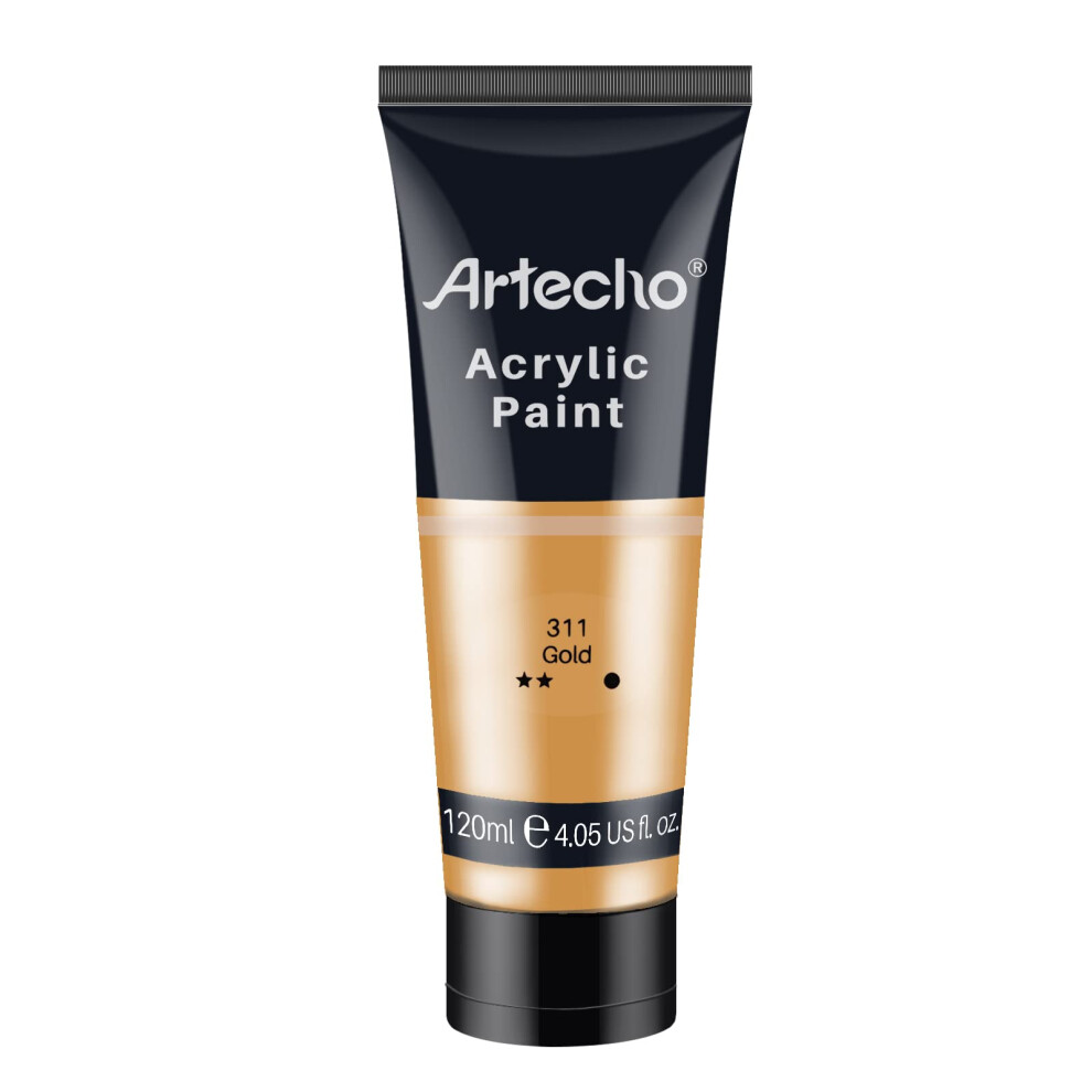 Artecho Vernice Acrilica Per Arte, Oro, 120 Ml, Per Legno, Tessuto, Artigianato, Tela, Pelle E Pietra, Colori Acrilici Per Dipingere Adatto Per Principianti E Pittori Professionisti-image