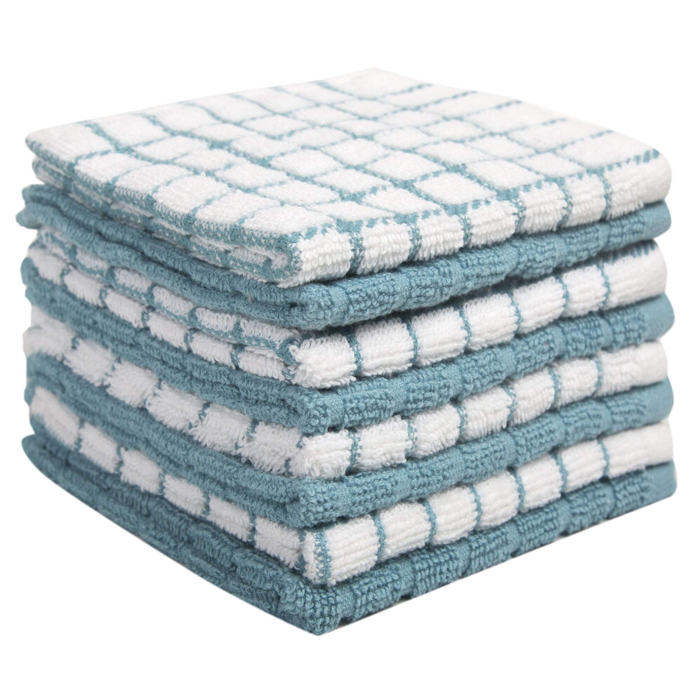 Bumble Premium Cotton Dish Cloths 12 x 12 Aqua Check Design | Highly Absorbent | Natural Ring Spun Cotton | Kitchen Dish Towel Set | 380 GSM - 8 Pack-image-OPC-PFY77MB-NEW