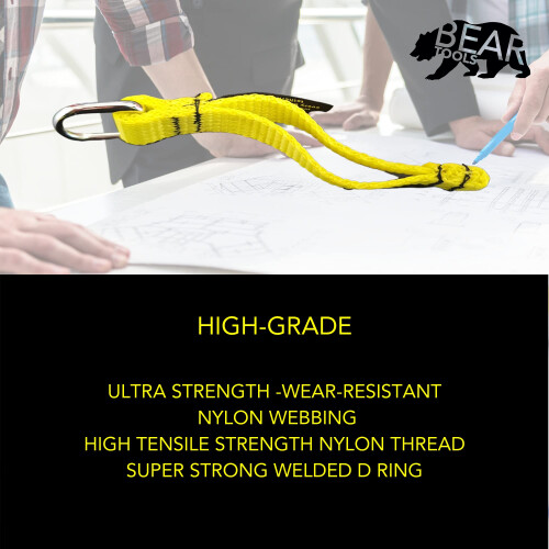 BearTOOLS Yellow Flat DRing Tool Tail Tethers  2In1 Application  Max Load 0.9KG  12CM x 12MM (6  Yellow) 2