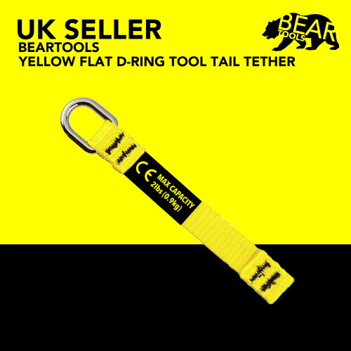 BearTOOLS Yellow Flat DRing Tool Tail Tethers  2In1 Application  Max Load 0.9KG  12CM x 12MM (6  Yellow) 1