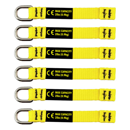 BearTOOLS Yellow Flat DRing Tool Tail Tethers  2In1 Application  Max Load 0.9KG  12CM x 12MM (6  Yellow)