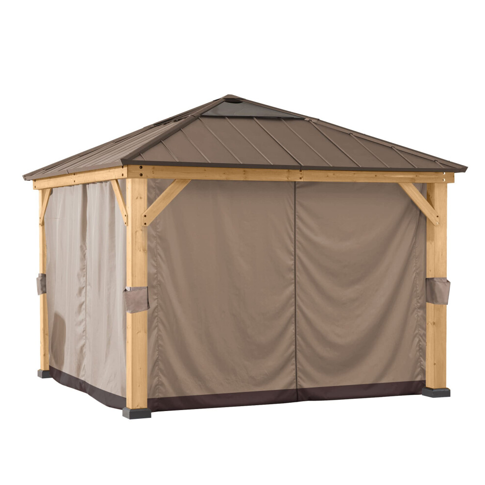 Rideau de remplacement universel original Sunjoy pour tonnelle en bois de 9     9 pieds, kaki
