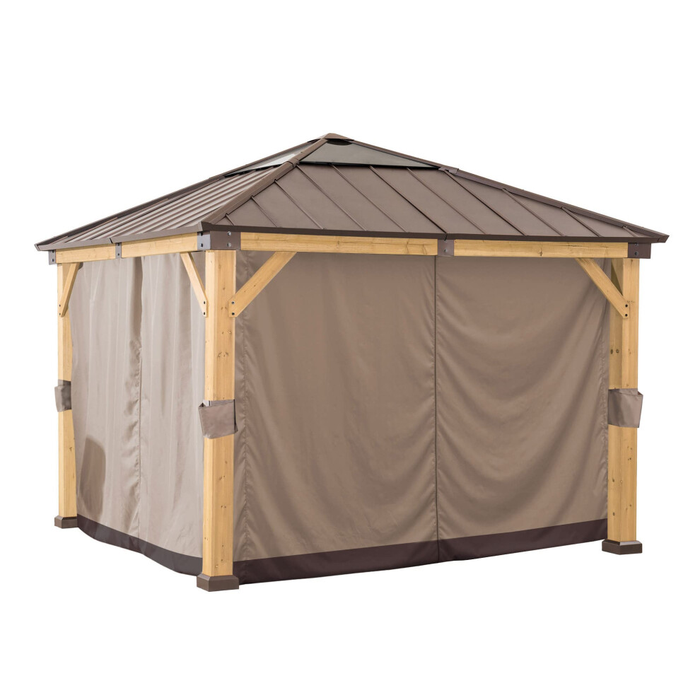 Rideau de remplacement universel d'origine Sunjoy pour gazebo en bois de 11     11 pieds