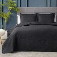 Hansleep Cuvertura neagra Queen Size - Cuvertura de pat cu ultrasunete damasc pentru toate anotimpurile Set de lenjerie de pat cuvertura moale, u