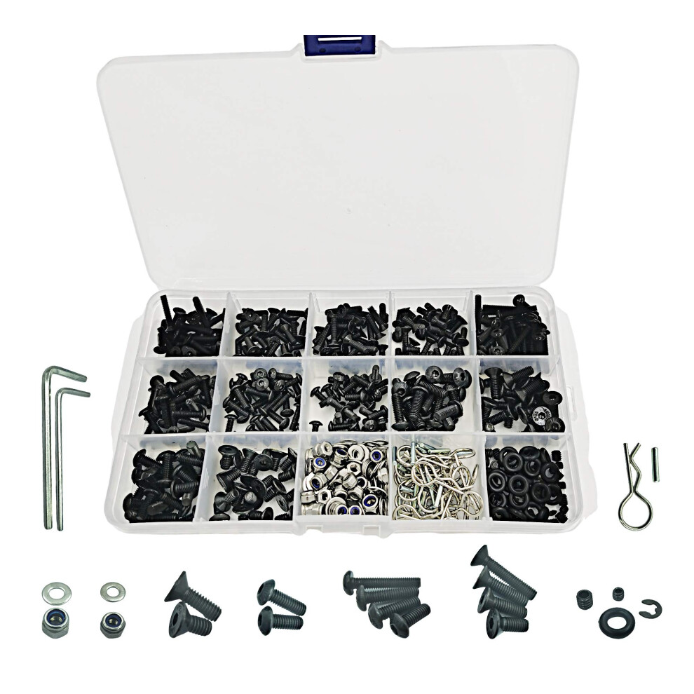 Hoplex 522Pcs Rc Screws Kit Reapir Tool Box Set Hardware Fasteners Rc Hobby Universal Spare Accessories For Traxxas Tamiya Axial Redcat Hpi Scx10 Losi 788431039966