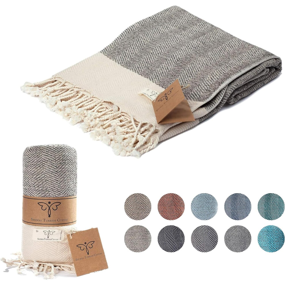 Couverture en coton turc SMYRNA     chevrons, 127 x 152 cm, pour l'ext   rieur, pour canap   , lit, chaise, plage