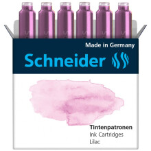 Recharge pour cartouche d'encre standard Pastel Schneider, fermeture     bille, pour stylos     plume et rollers, encre lilas, bo   te de 6 cartouches