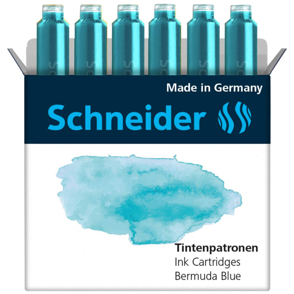 Recharge pour cartouche d'encre Schneider Pastel, format standard, fermeture     bille, pour stylos     plume et rollers, encre bleu Bermudes, bo   te