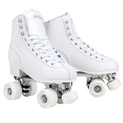 Retro Quad Rollerskates met Gestructureerde Boot (Wit, Dames 9 / Heren 8)