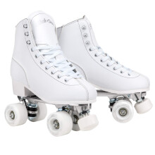 Skate Gear Retro Quad Roller Skates med strukturerad bagageutrymme (White Women's 8 / Men's 7)