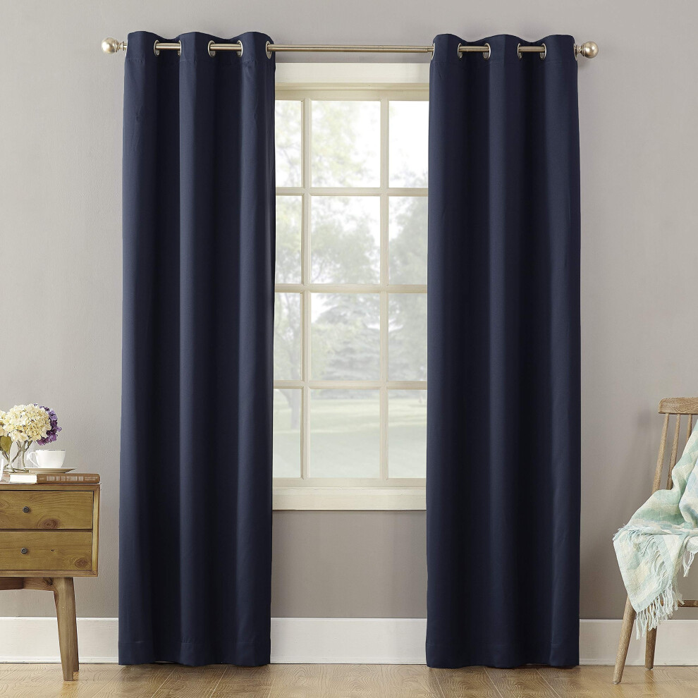 Sun Zero Becca Energy Efficient Grommet Curtain Panel  40"""" x 84""""  Navy Blue-image-OPC-PFNRCYR-NEW