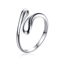 ChicSilver 925 Sterling Silver Rings Minimalist Teardrop Adjustable Rings for Women High Polish Open Ring Eternity Ring