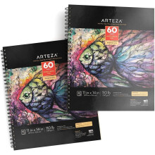 ARTEZA Mixed Media Schetsboek 11 x 14 inch, 2 stuks 110lb/180gsm Mixed Media Papier 120 Vellen Spiraalgebonden Multi Media Pads Kunstbenodigdheden vo
