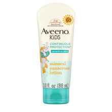 Aveeno Kids Continuous Protection Sinkkioksidi Mineraaliaurinkovoide lasten herk lle iholle, laaja-alainen SPF 50, kyyneleet n hiki- ja suihkuvoide