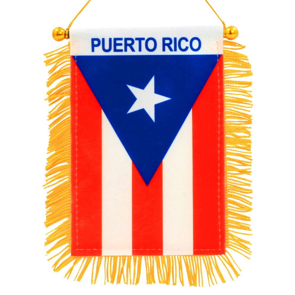Anley 4 X 6 Inch Puerto Rico Fringy Window Hanging Flag Mini Flag Banner Car Rearview Mirror D Cor Fringed Puerto Rican H 663250437578
