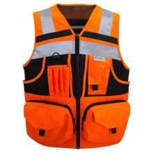 ZUJA 3M Reflexrnder Skerhetsvst Hi-vis Orange stickad vst med 10 fickor Bright Construction Workwear fr mn och kvinnor. (Extra large)