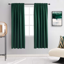 DONREN 63 Inch Length Dark Emerald Green Blackout Window Curtains for Bedroom - Hunter Green Room Darkening Thermal Insulating Curtain Panels for Livi