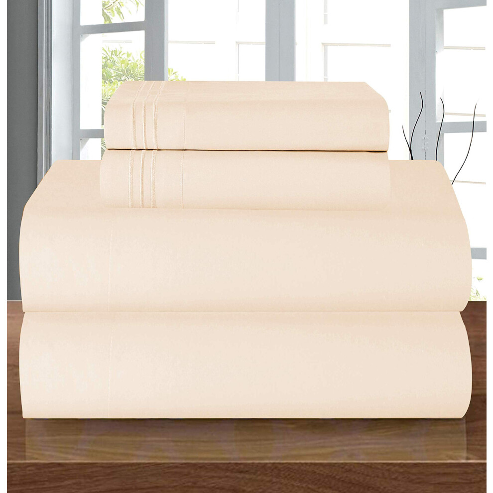 Elegant Comfort Luxury 1500 Premium Hotel Quality Microfiber 4-Piece Sheet Set - Wrinkle Resistant All Around Elastic Fitted Sheet Deep Pocket Up To