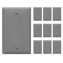 ENERLITES Blanco apparaat Wandplaatafdekking Glanzende afwerking Standaardformaat 1-voudig 4,50"" x 2,76"" Polycarbonaat Thermoplastisch 8801-GY-10PCS