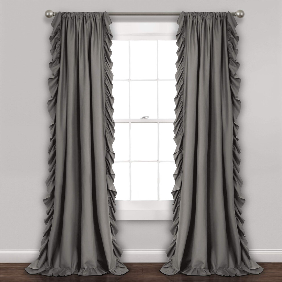 ?Ppiges Dekor Gray Lush Decor Reyna Ruffle Window Curtain Panel Set Pair 54 W X 84 L Flowy Curtain Set Romantic Ruffle Curtains For