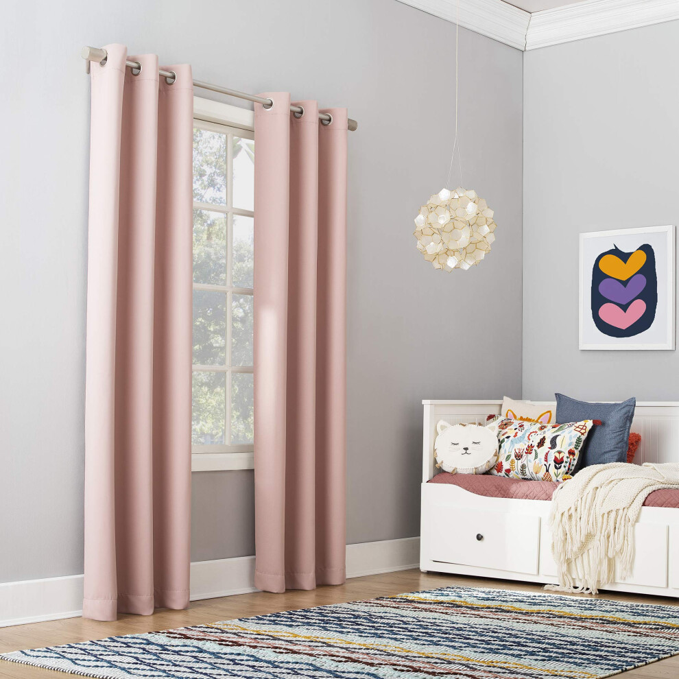 Sun Zero - 55407 Riley Kids Bedroom Blackout Grommet Curtain Panel  40"""" x 84""""  Blush-image-OPC-PFSSVFR-NEW