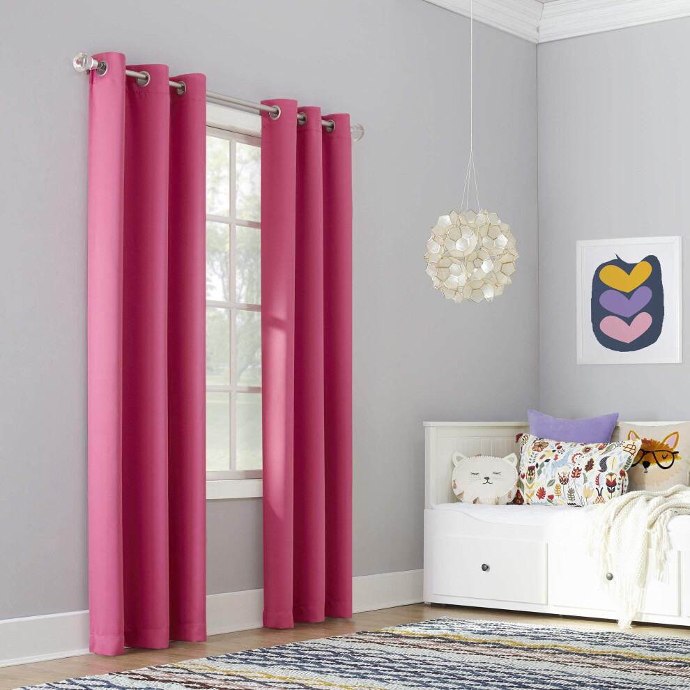 Sun Zero Riley Kids Bedroom Blackout Grommet Curtain Panel  40"""" x 95""""  Hot Pink-image-OPC-PFSSBG5-NEW