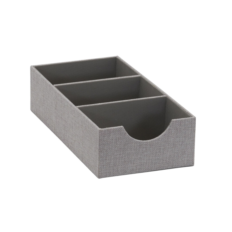 Household Essentials Grey 7271 Deep 3 Section Drawer Organizer Box for Storage | 12 in x 6.13 in x 3.13
