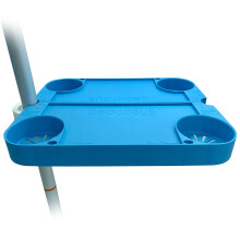 Beachbub Tray Table System - Beach Paraply Bakke Bord med 4 kopholdere - Strandtur skal have bord til ferie - Let klip på & klip af udendørs bakk
