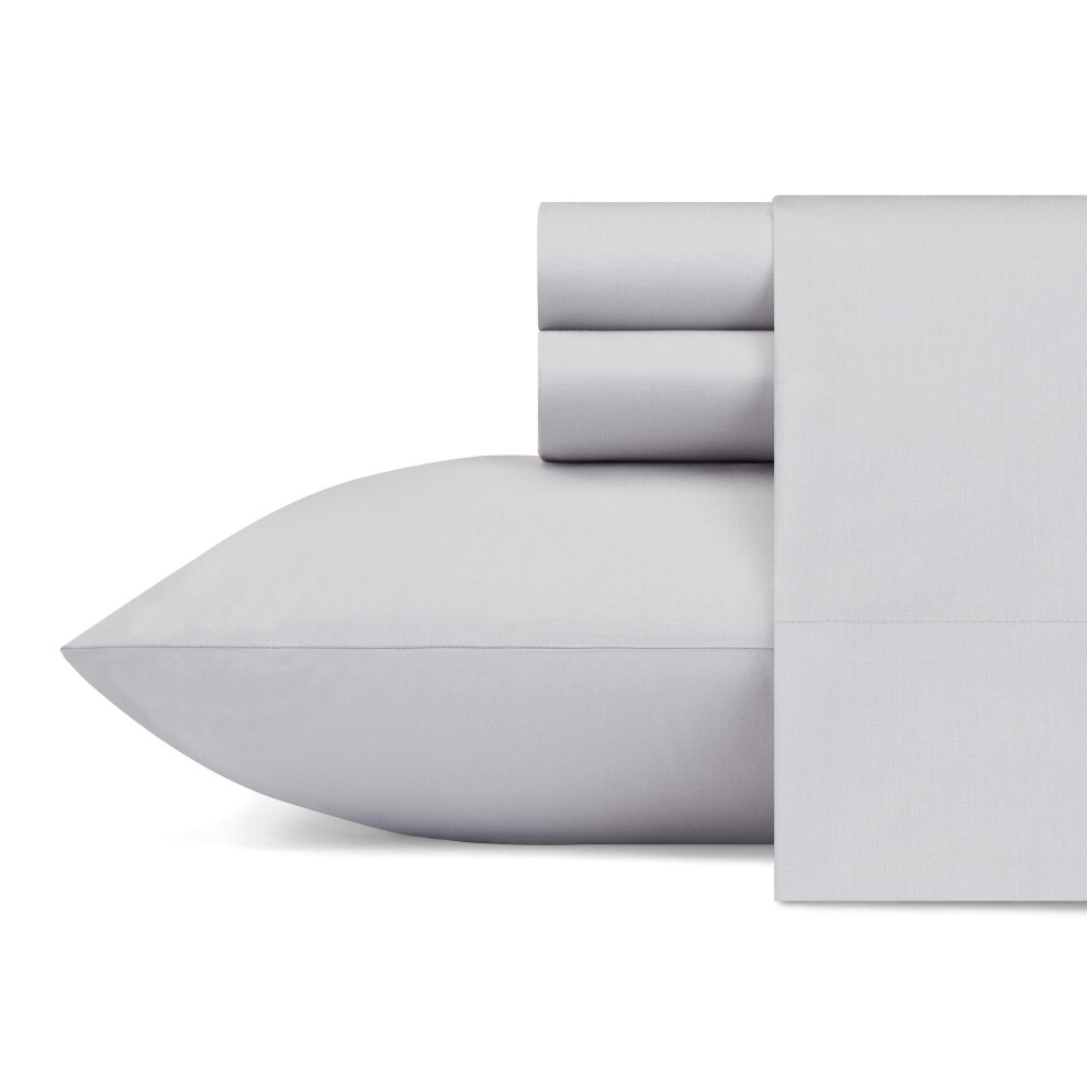 Nautica - Parure de lit en percale de coton pour lit double XL, l   g   re et respirante, id   ale pour un dortoir (gris voile, lit double XL)