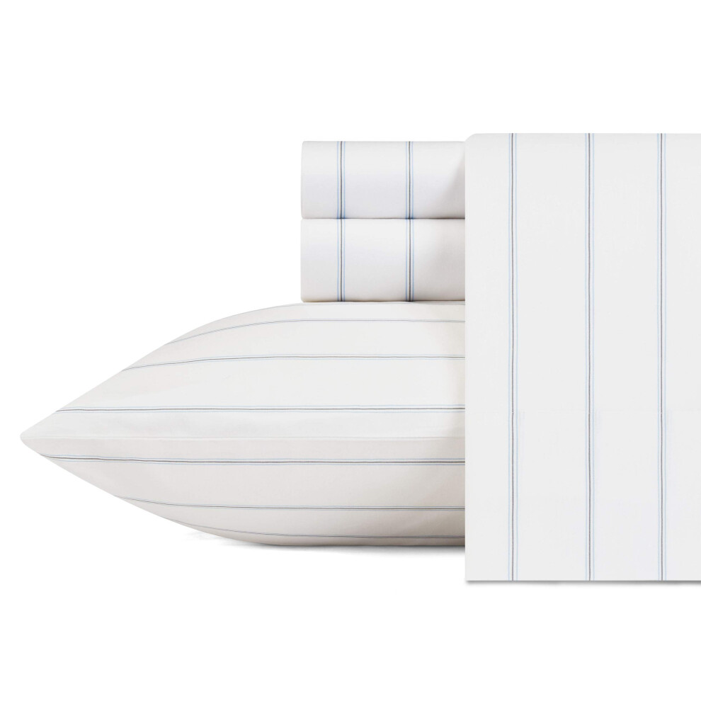 Nautica - Parure de lit King Size en percale de coton style Preppy, fra   che et l   g   re, respirante (Skippers Island Light Blue King)