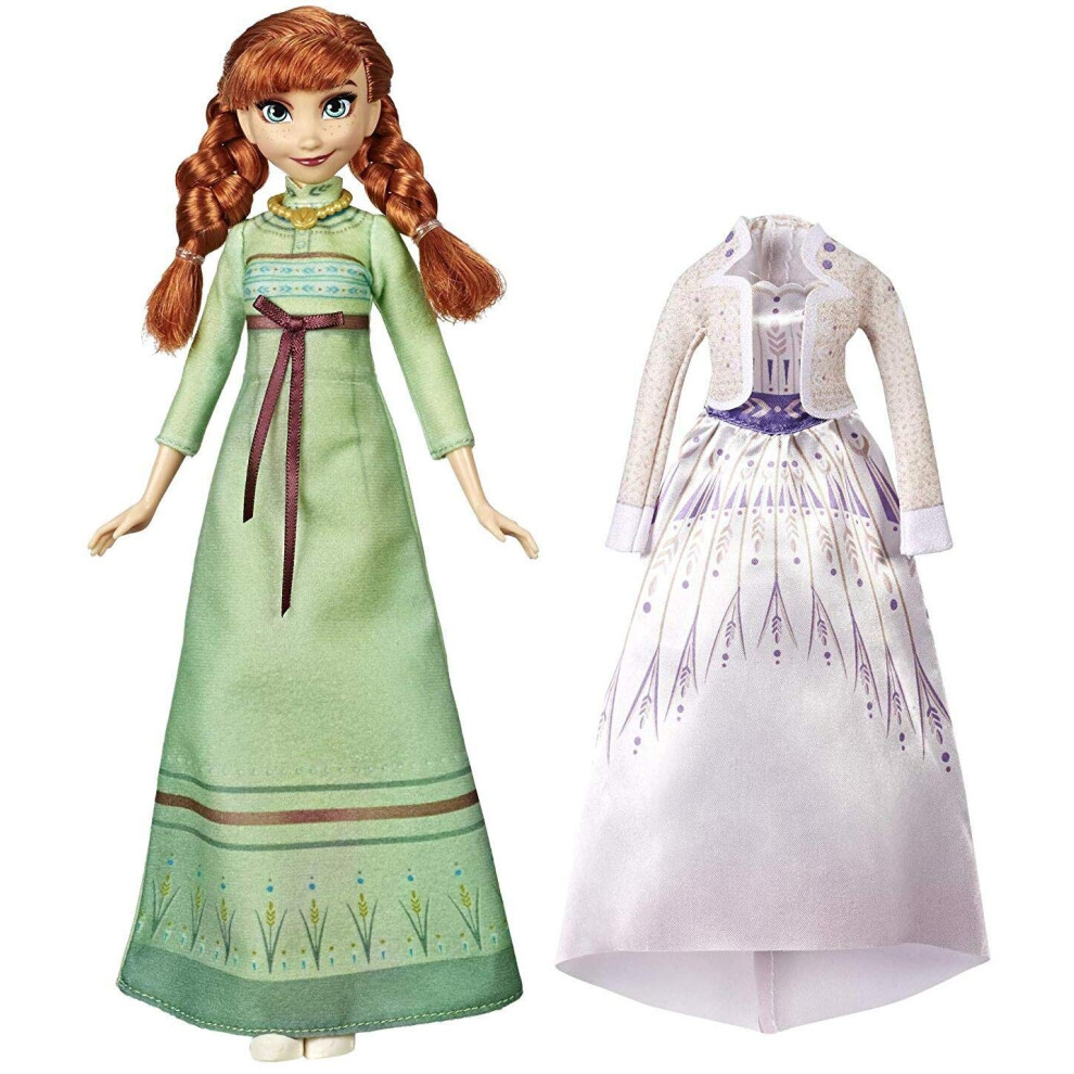 Disney Frozen Arendelle Fashions Anna Fashion Doll With 2 Outfits Nightgown & Dress Inspired By The Frozen 2 Movie - Toy For Ki Green/White