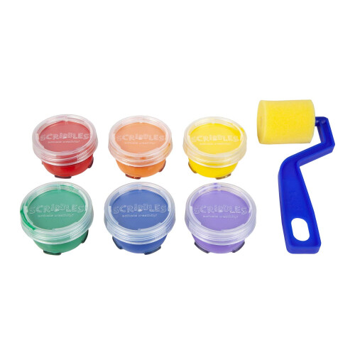 Scribbles Roller Kit Kid Safe Permanent Finger Paint 7 piece Set Rainbow 2