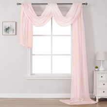 Donren Peach Pink Sheer Window Scarf for Girls Party - Luxury Semi Sheer Scarf fr brllop (1 panel 52 tum med 216 tum lngd)