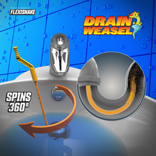 FlexiSnake Drain Weasel Ferramenta para Remoção de Entupimentos, 18 polegadas, Flexível, Fabricado nos EUA 1