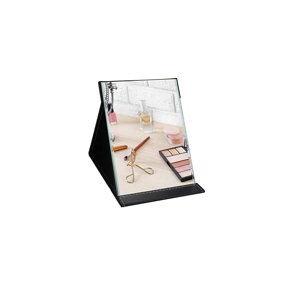 Miroir De Maquillage Pliable Portable Zbeivan 10 X 7 Pouces Avec Support De Bureau Cosm Tique Pour Table De Voyage, D Coration De Chambre, Cadeau-image